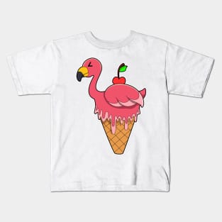 Flamingo with Waffle ice cream & Apple Kids T-Shirt